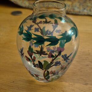 Floral Painted Glass Vase